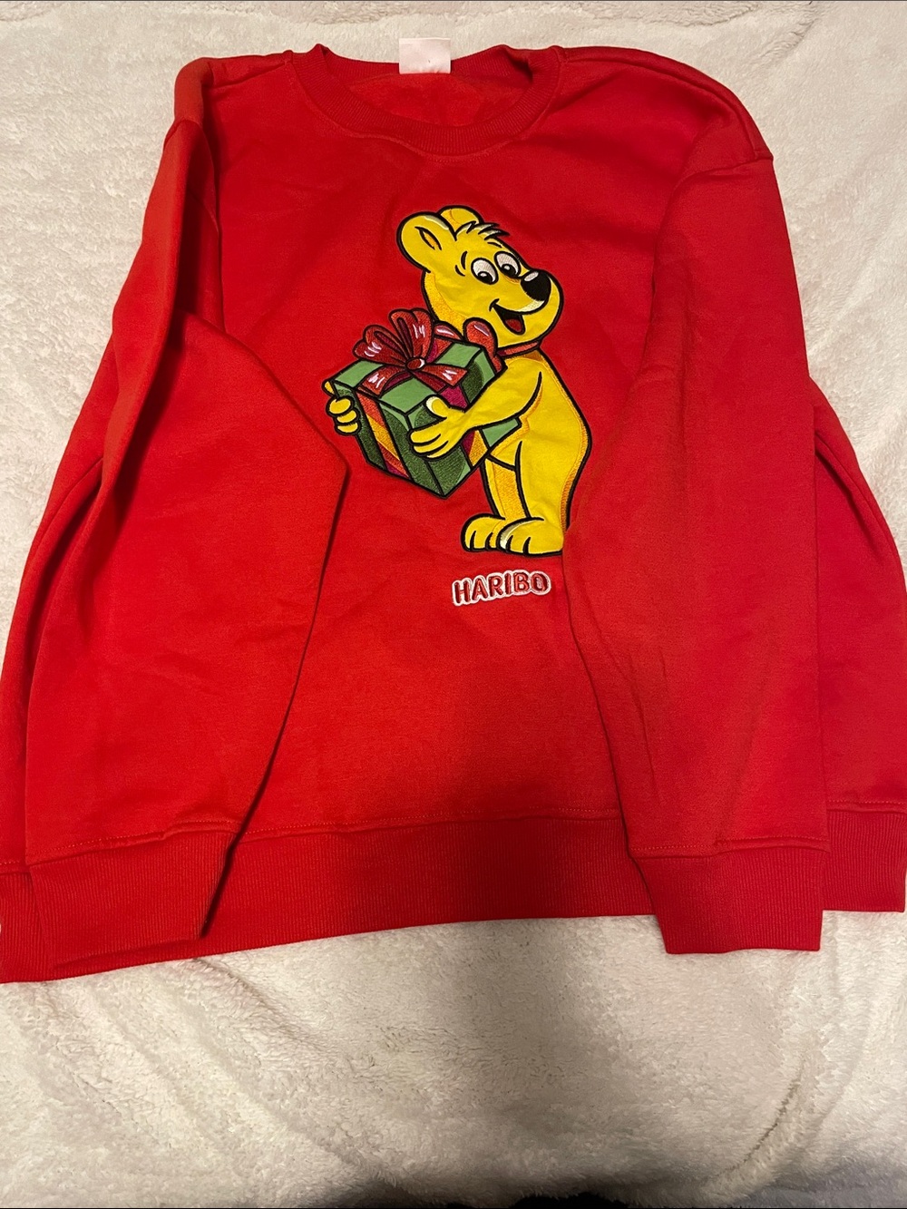 HARIBO Red Sweatshirt with Yellow Bear Gift Graphic